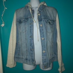 jean jacket cream sleeves